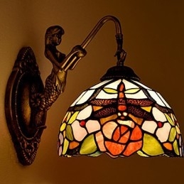 Lámpara de pared de hierro forjado creativa, estilo rural, estilo europeo, con luces de cristal