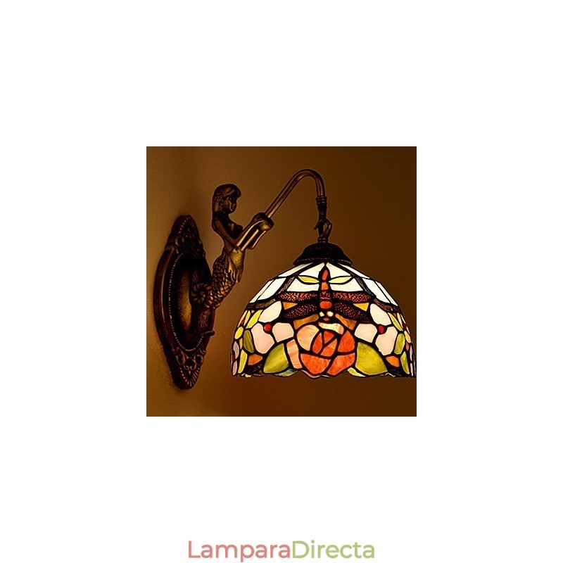 Lámpara de pared de hierro forjado creativa, estilo rural, estilo europeo, con luces de cristal