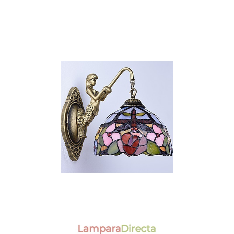 Lámpara de pared de hierro forjado creativa, estilo rural, estilo europeo, con luces de cristal
