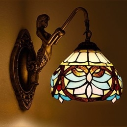 Lámpara de pared de hierro forjado creativa, estilo rural, estilo europeo, con luces de cristal