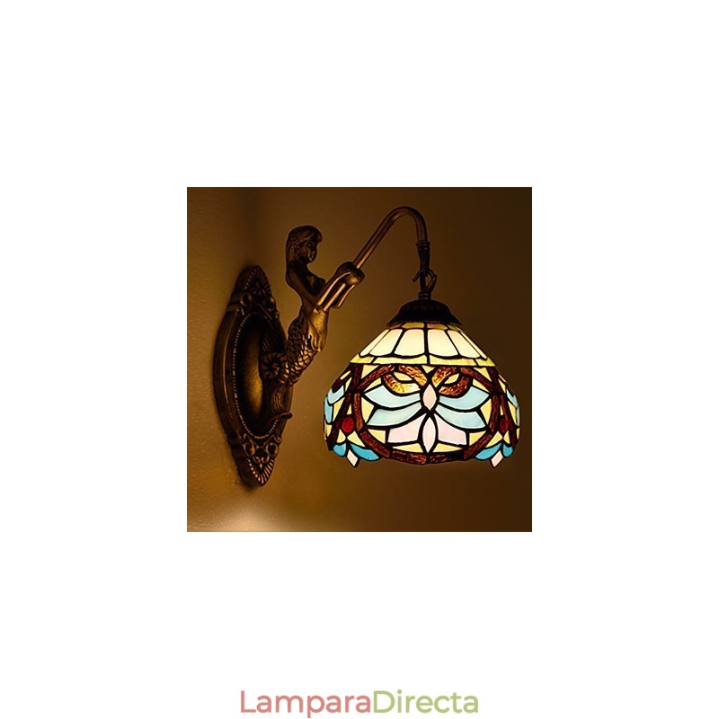 Lámpara de pared de hierro forjado creativa, estilo rural, estilo europeo, con luces de cristal