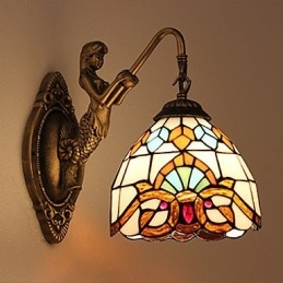 Lámpara de pared de hierro forjado creativa, estilo rural, estilo europeo, con luces de cristal