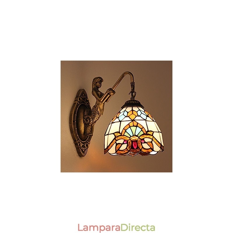 Lámpara de pared de hierro forjado creativa, estilo rural, estilo europeo, con luces de cristal