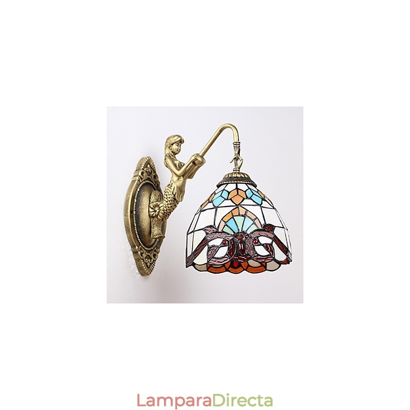 Lámpara de pared de hierro forjado creativa, estilo rural, estilo europeo, con luces de cristal