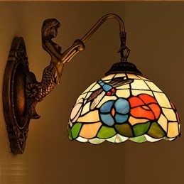Lámpara de pared de hierro forjado creativa, estilo rural, estilo europeo, con luces de cristal
