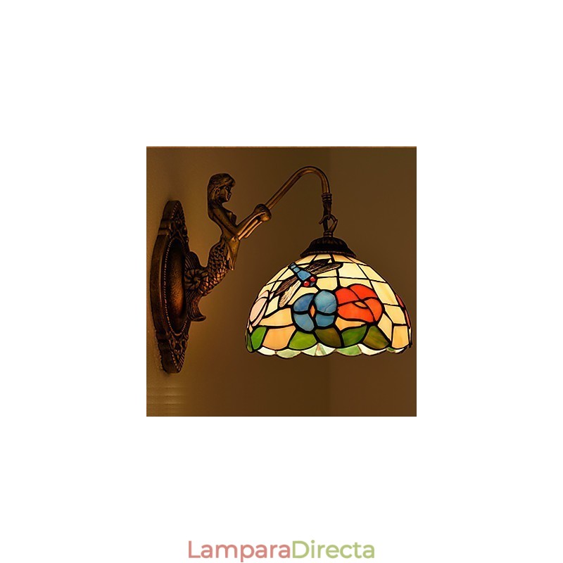 Lámpara de pared de hierro forjado creativa, estilo rural, estilo europeo, con luces de cristal