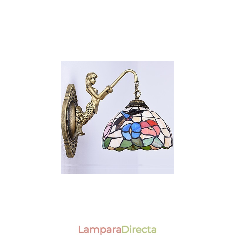 Lámpara de pared de hierro forjado creativa, estilo rural, estilo europeo, con luces de cristal
