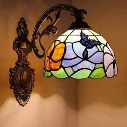 Lámpara de pared de hierro forjado creativa, estilo rural, estilo mediterráneo europeo, con luces de cristal.
