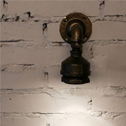 Lámpara de pared de hierro forjado con diseño de tubería de agua, estilo industrial vintage, para iluminación interior del hogar.