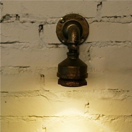 Lámpara de pared de hierro forjado con diseño de tubería de agua, estilo industrial vintage, para iluminación interior del hogar.