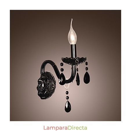 Lámpara de pared de cristal negro con bombilla de vela Lámpara de pared de cristal negro con bombilla de vela