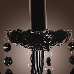 Lámpara de pared de cristal negro con bombilla de vela