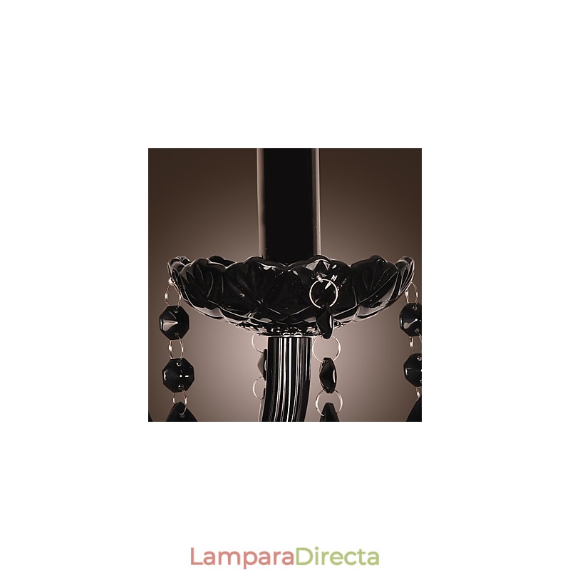 Lámpara de pared de cristal negro con bombilla de vela