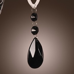 Lámpara de pared de cristal negro con bombilla de vela