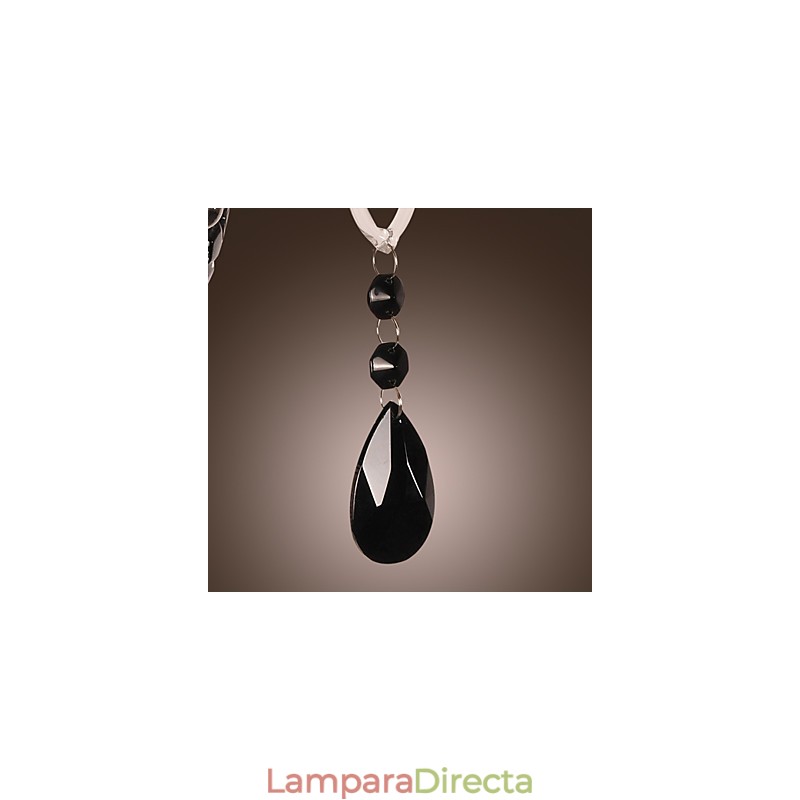 Lámpara de pared de cristal negro con bombilla de vela