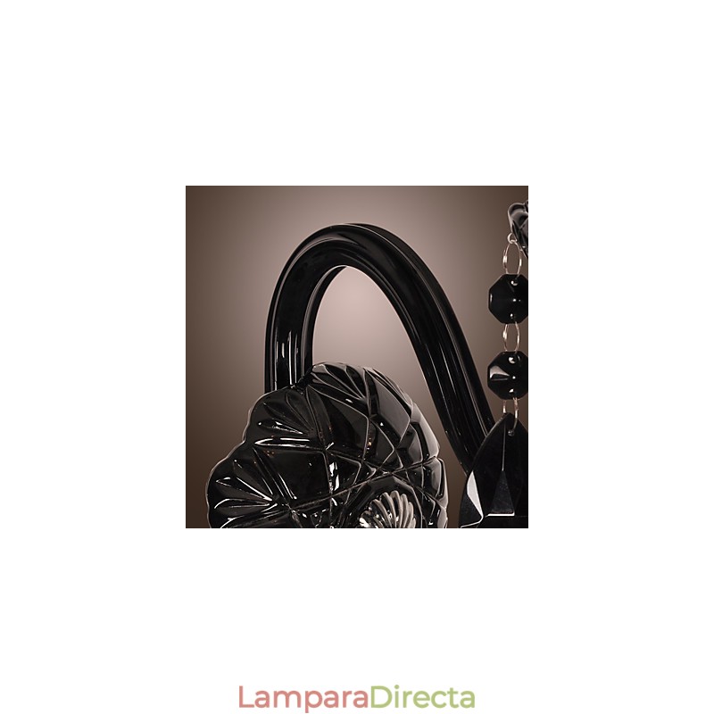 Lámpara de pared de cristal negro con bombilla de vela