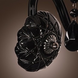 Lámpara de pared de cristal negro con bombilla de vela