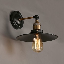 Lámpara de pared nórdica creativa de un solo cabezal con paraguas negro que restaura formas antiguas.