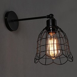 Lámpara de pared industrial de un solo cabezal, estilo europeo, de hierro forjado.