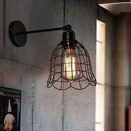 Lámpara de pared industrial de un solo cabezal, estilo europeo, de hierro forjado.