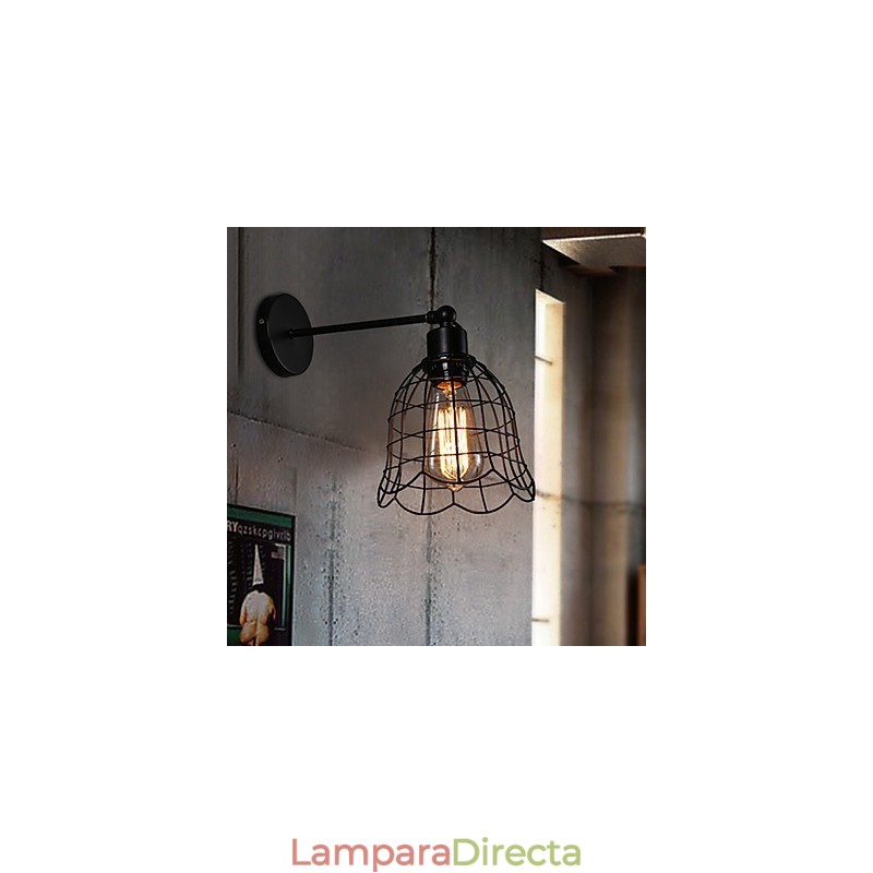 Lámpara de pared industrial de un solo cabezal, estilo europeo, de hierro forjado.
