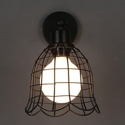 Lámpara de pared industrial de un solo cabezal, estilo europeo, de hierro forjado.