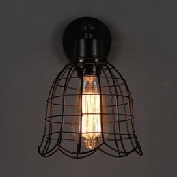 Lámpara de pared industrial de un solo cabezal, estilo europeo, de hierro forjado.