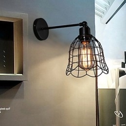 Lámpara de pared industrial de un solo cabezal, estilo europeo, de hierro forjado.