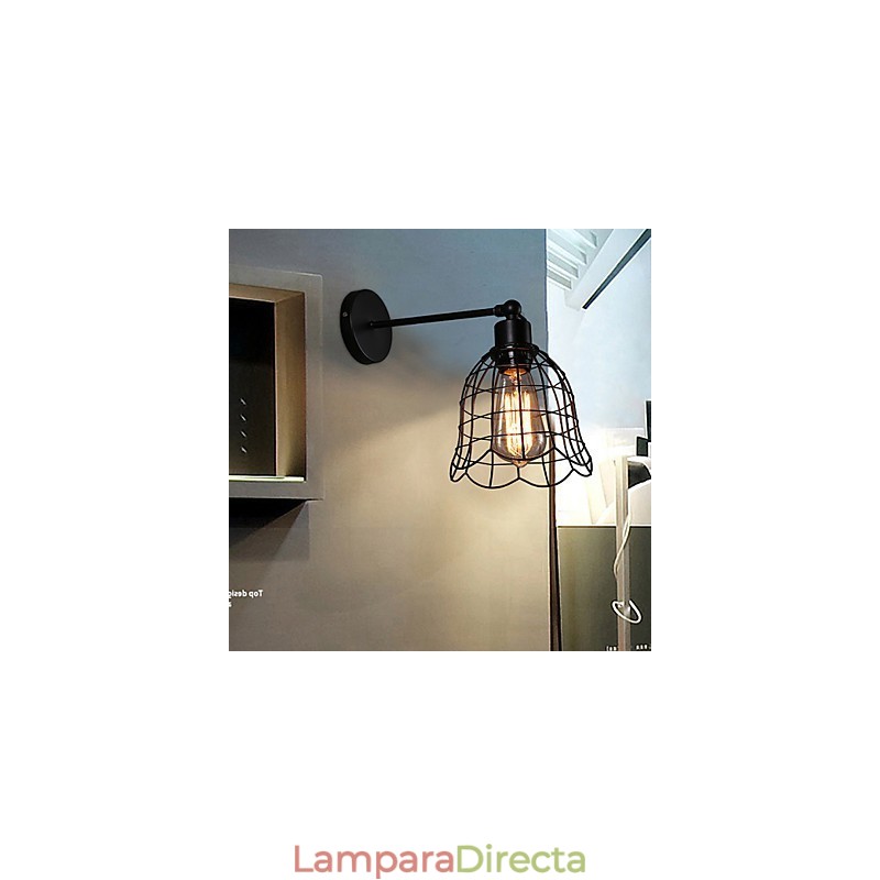 Lámpara de pared industrial de un solo cabezal, estilo europeo, de hierro forjado.