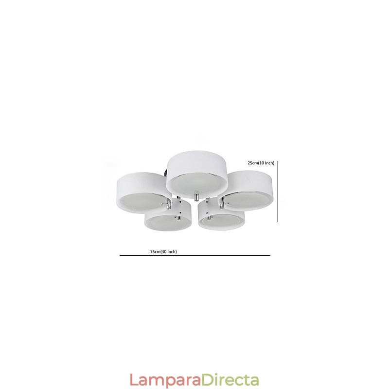 Lámpara de techo moderna contemporánea de 5 luces de metal con montaje empotrado