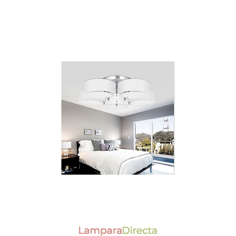 Lámpara de techo moderna contemporánea de 5 luces de metal con montaje empotrado
