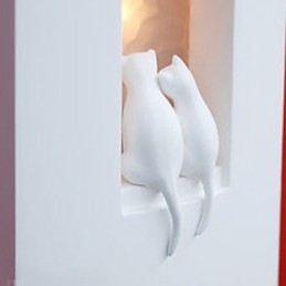 Lámpara colgante de pared de yeso con forma de gatito, moderna y cálida para habitación infantil
