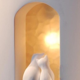 Lámpara colgante de pared de yeso con forma de gatito, moderna y cálida para habitación infantil