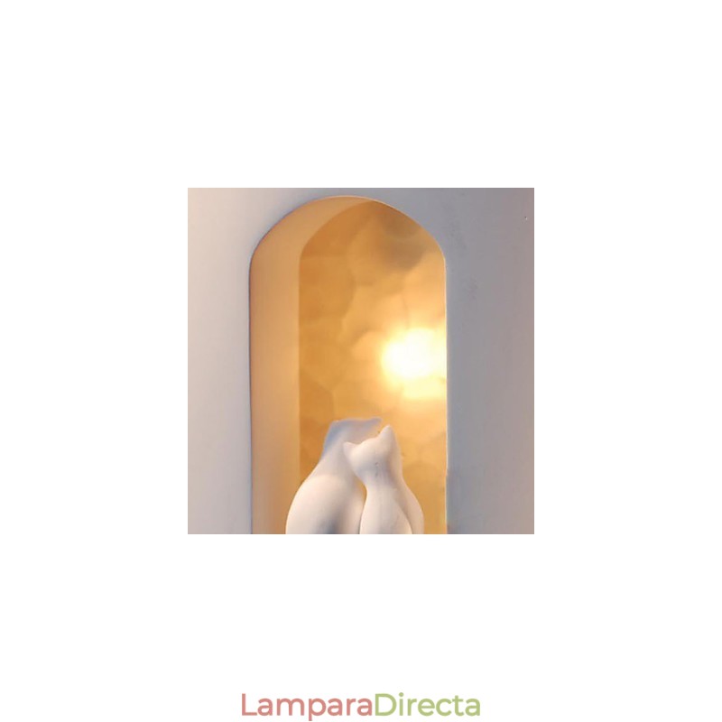 Lámpara colgante de pared de yeso con forma de gatito, moderna y cálida para habitación infantil