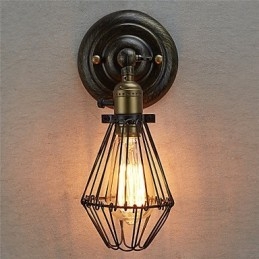 Aplique de pared industrial vintage con apertura y cierre, lámpara de jaula, estilo loft, restaurando estilos antiguos.