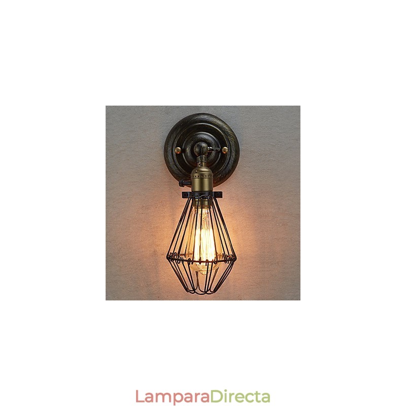 Aplique de pared industrial vintage con apertura y cierre, lámpara de jaula, estilo loft, restaurando estilos antiguos.