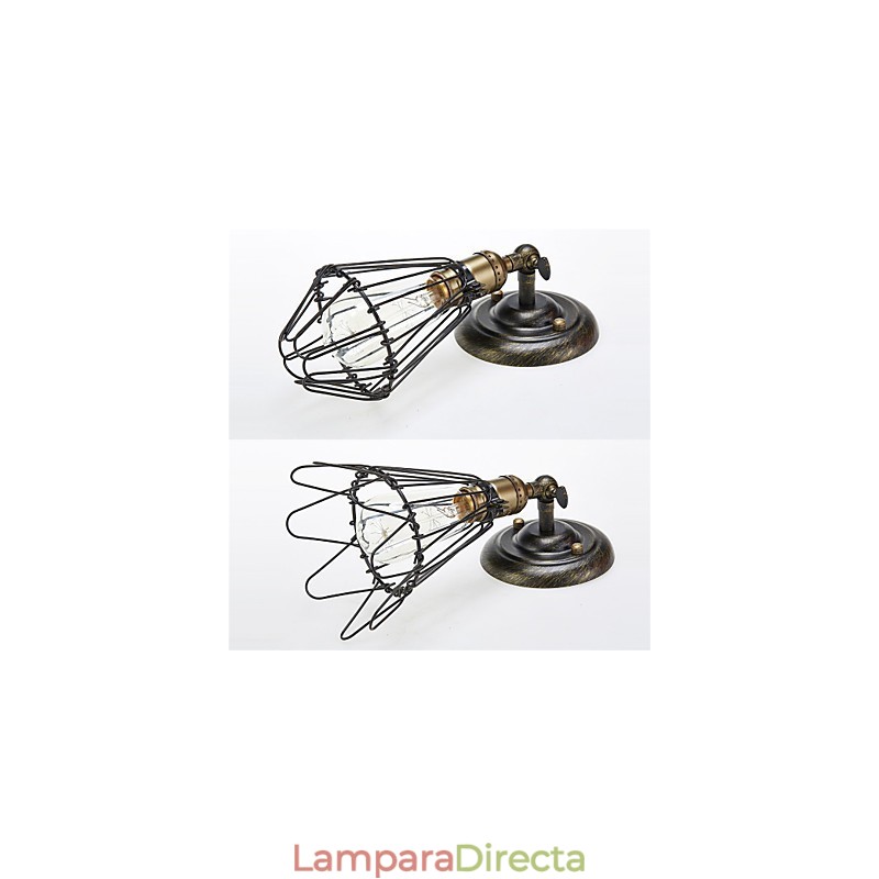 Aplique de pared industrial vintage con apertura y cierre, lámpara de jaula, estilo loft, restaurando estilos antiguos.