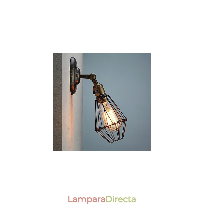 Aplique de pared industrial vintage con apertura y cierre, lámpara de jaula, estilo loft, restaurando estilos antiguos.