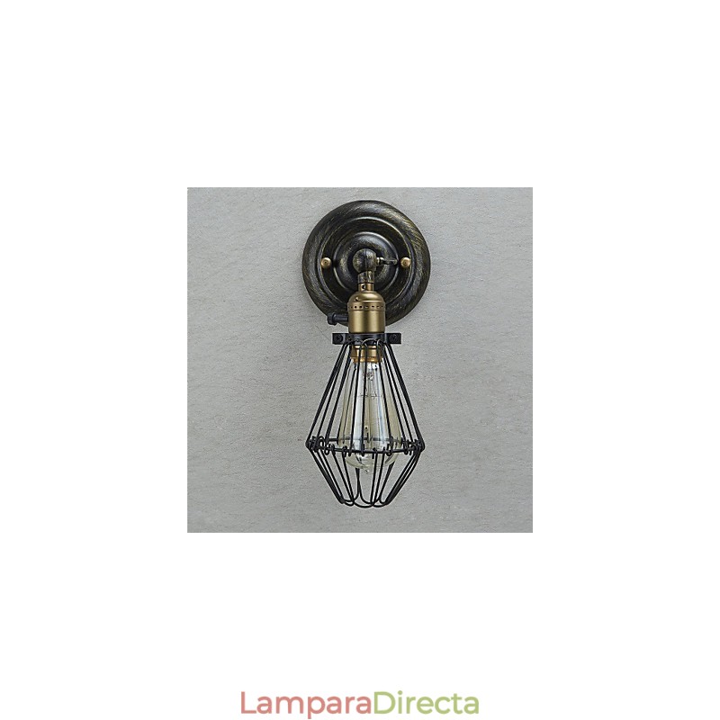 Aplique de pared industrial vintage con apertura y cierre, lámpara de jaula, estilo loft, restaurando estilos antiguos.