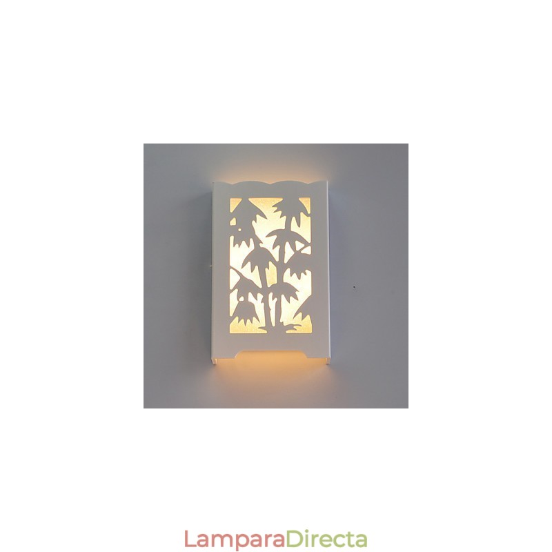 Lámparas de pared de bambú con diseños creativos y modernos de tallado en blanco.