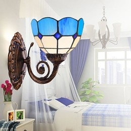 Lámpara de pared de estilo europeo que restaura formas antiguas, luces de cristal mediterráneas creativas