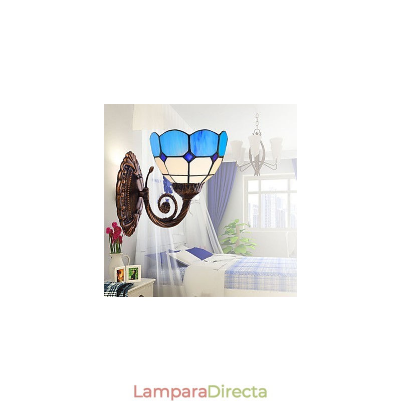 Lámpara de pared de estilo europeo que restaura formas antiguas, luces de cristal mediterráneas creativas