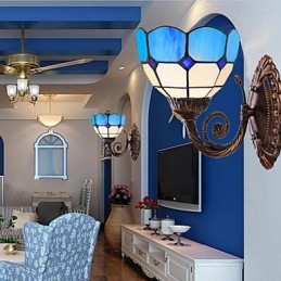 Lámpara de pared de estilo europeo que restaura formas antiguas, luces de cristal mediterráneas creativas