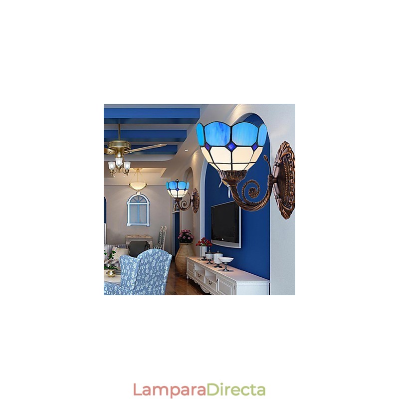 Lámpara de pared de estilo europeo que restaura formas antiguas, luces de cristal mediterráneas creativas