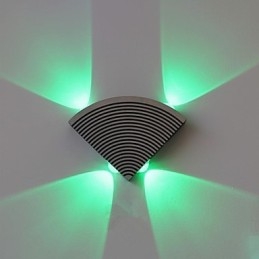 Lámpara de pared con ventilador, cuatro luces, aluminio verde, acrílico