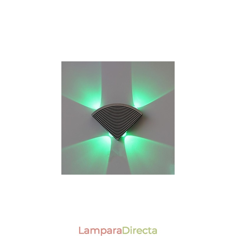 Lámpara de pared con ventilador, cuatro luces, aluminio verde, acrílico