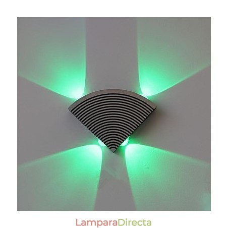 Lámpara de pared con ventilador, cuatro luces, aluminio verde, acrílico Lámpara de pared con ventilador, cuatro luces, aluminio verde, acrílico