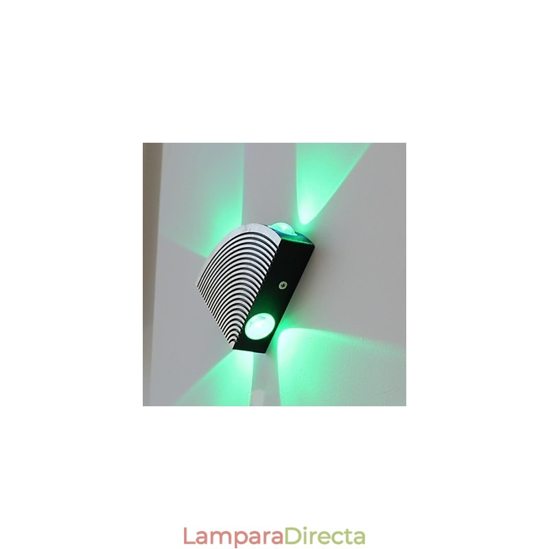 Lámpara de pared con ventilador, cuatro luces, aluminio verde, acrílico