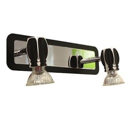Lámparas de pared negras modernas para baño con 2 luces