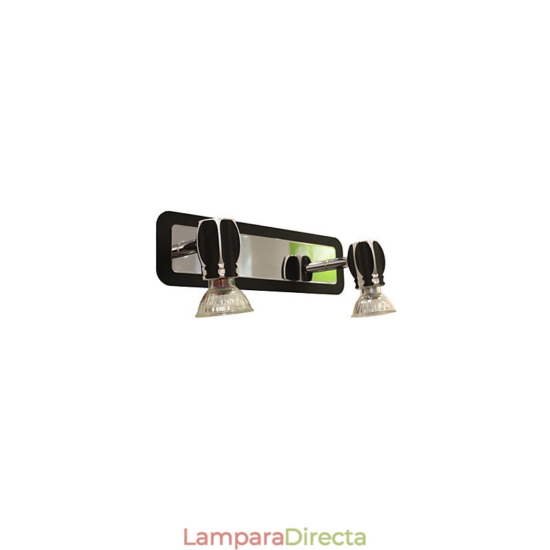 Lámparas de pared negras modernas para baño con 2 luces